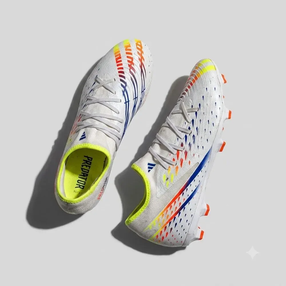 Adidas Synthetic Low Cut Soccer Cleats White Multicolor Predator Edge .3 Mens 12